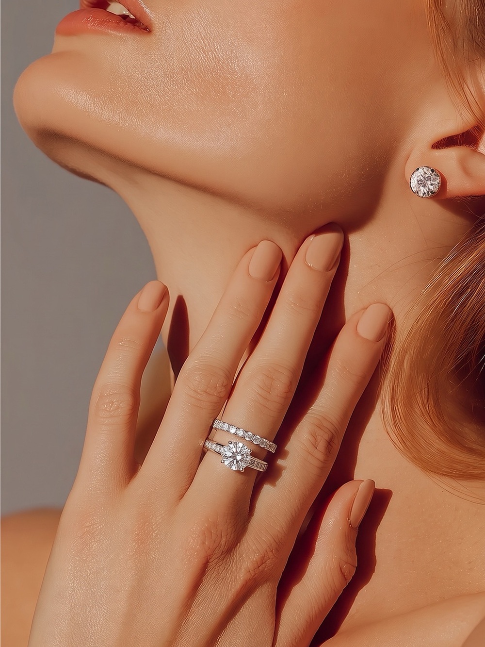 Classic Solitaire & Band Bridal Set in Silver Plate with Cubic Zirconias